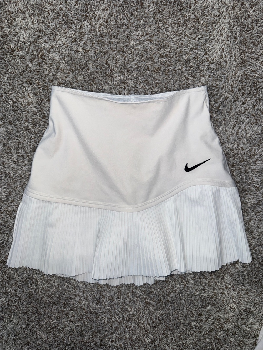 Nike White Circle Skater Skirt with Black Swoosh Accent